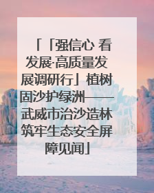 「强信心 看发展·高质量发展调研行」植树固沙护绿洲——武威市治沙造林筑牢生态安全屏障见闻