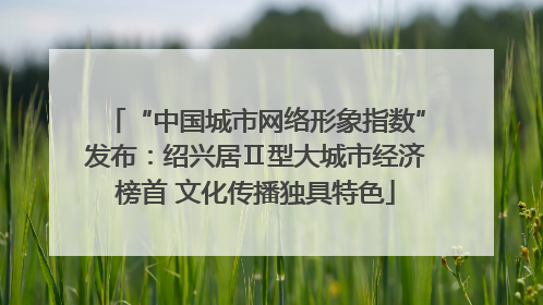 “中国城市网络形象指数”发布：绍兴居Ⅱ型大城市经济榜首 文化传播独具特色