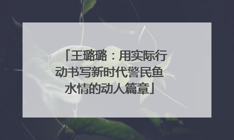 王璐璐：用实际行动书写新时代警民鱼水情的动人篇章
