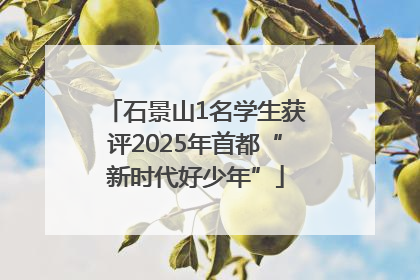 石景山1名学生获评2025年首都“新时代好少年”