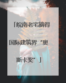 皖南老宅摘得国际建筑界“奥斯卡奖”