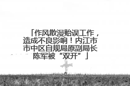 作风散漫贻误工作，造成不良影响！内江市市中区自规局原副局长陈军被“双开”
