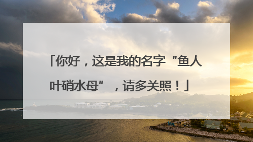 你好，这是我的名字“鱼人叶硝水母”，请多关照！
