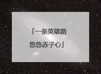 一条英雄路 悠悠赤子心