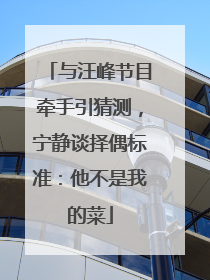 与汪峰节目牵手引猜测，宁静谈择偶标准：他不是我的菜