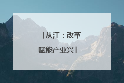 从江：改革赋能产业兴