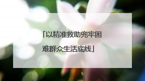 以精准救助兜牢困难群众生活底线