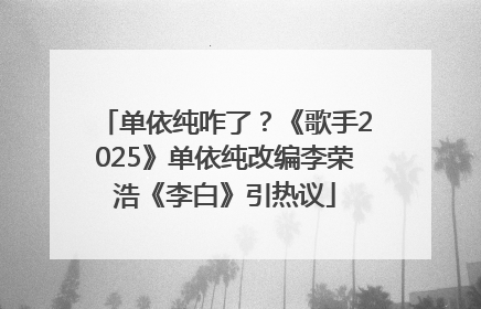 单依纯咋了？《歌手2025》单依纯改编李荣浩《李白》引热议