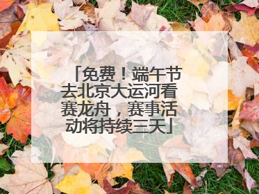 免费！端午节去北京大运河看赛龙舟，赛事活动将持续三天