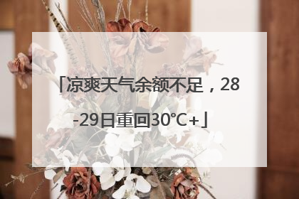 凉爽天气余额不足，28-29日重回30℃+