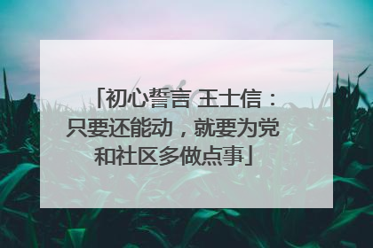 初心誓言 王士信：只要还能动，就要为党和社区多做点事