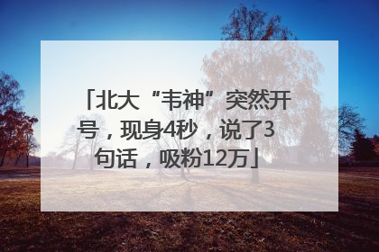 北大“韦神”突然开号，现身4秒，说了3句话，吸粉12万