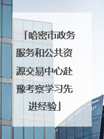 哈密市政务服务和公共资源交易中心赴豫考察学习先进经验