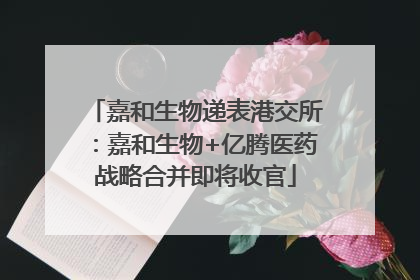 嘉和生物递表港交所：嘉和生物+亿腾医药战略合并即将收官