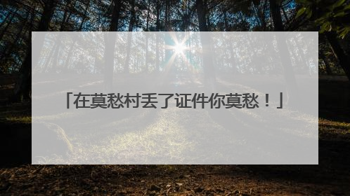 在莫愁村丢了证件你莫愁！