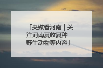 央媒看河南｜关注河南夏收夏种 野生动物等内容