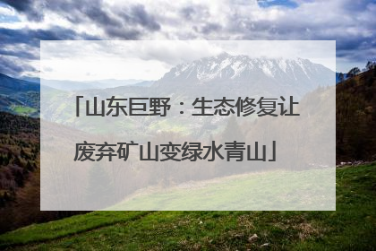 山东巨野：生态修复让废弃矿山变绿水青山