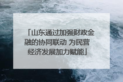 山东通过加强财政金融的协同联动 为民营经济发展加力赋能