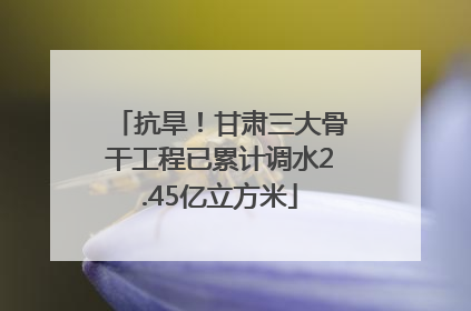 抗旱！甘肃三大骨干工程已累计调水2.45亿立方米