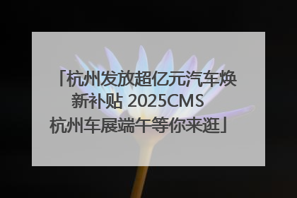 杭州发放超亿元汽车焕新补贴 2025CMS杭州车展端午等你来逛