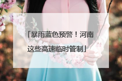 暴雨蓝色预警！河南这些高速临时管制