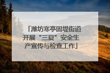 潍坊寒亭固堤街道开展“三夏”安全生产宣传与检查工作