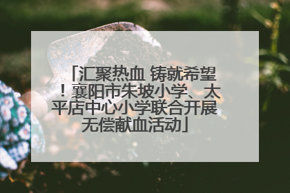 汇聚热血 铸就希望！襄阳市朱坡小学、太平店中心小学联合开展无偿献血活动