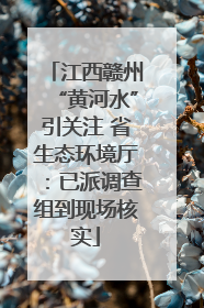 江西赣州“黄河水”引关注 省生态环境厅：已派调查组到现场核实