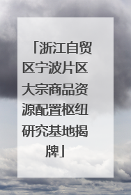 浙江自贸区宁波片区大宗商品资源配置枢纽研究基地揭牌