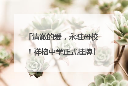 清澈的爱，永驻母校！祥榕中学正式挂牌