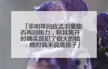 董明珠回应孟羽童能否再回格力，称其离开时确实是犯了很大的错：她对我来说是孩子