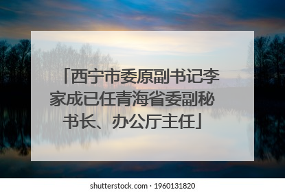 西宁市委原副书记李家成已任青海省委副秘书长、办公厅主任