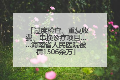 过度检查、重复收费、串换诊疗项目……海南省人民医院被罚1506余万