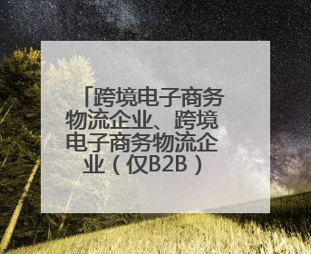 跨境电子商务物流企业、跨境电子商务物流企业（仅B2B）、支付企业备案操作指南
