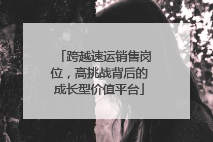跨越速运销售岗位，高挑战背后的成长型价值平台