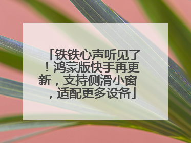 铁铁心声听见了！鸿蒙版快手再更新，支持侧滑小窗，适配更多设备