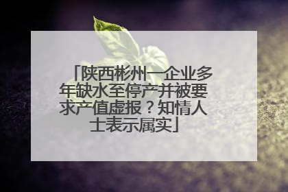 陕西彬州一企业多年缺水至停产并被要求产值虚报？知情人士表示属实