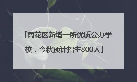雨花区新增一所优质公办学校，今秋预计招生800人