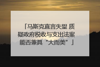 马斯克直言失望 质疑政府税收与支出法案能否兼具“大而美”