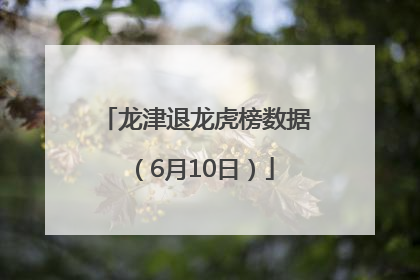 龙津退龙虎榜数据（6月10日）