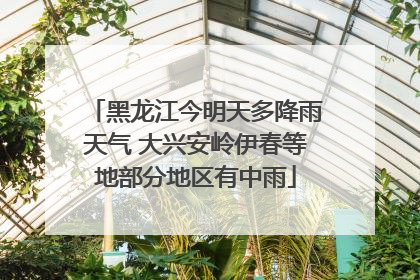 黑龙江今明天多降雨天气 大兴安岭伊春等地部分地区有中雨