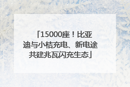 15000座！比亚迪与小桔充电、新电途共建兆瓦闪充生态